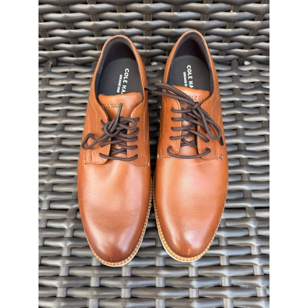Cole Haan Mens FlexGrand 360 Tan Leather Plain Toe Derby Shoes Size 10M New - Picture 3 of 11